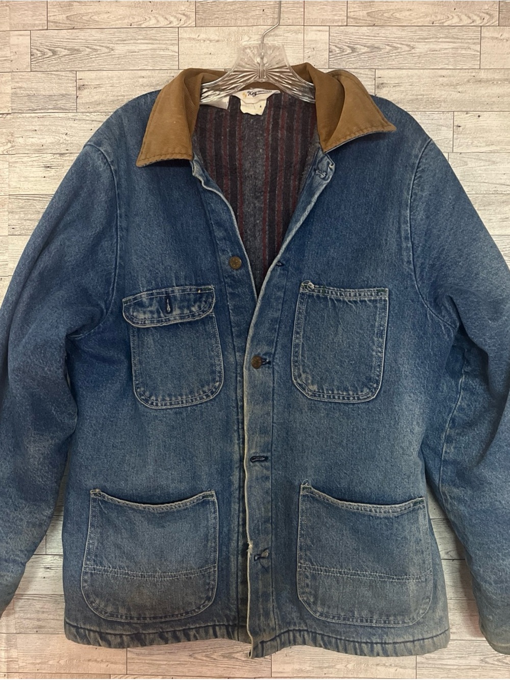 Vintage key imperial denim jacket blanket lined size 38
